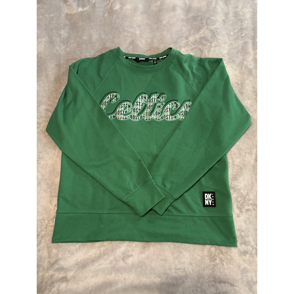 DKNY Sport Women's S Green Boston Graphic Long Sleeve Athletic Top